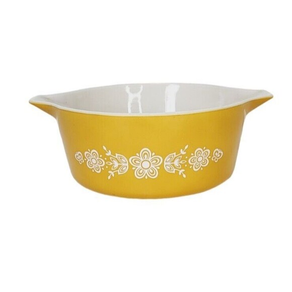 Vintage 70s Pyrex 475B Butterfly Gold 2 1/2 Quart Casserole Dish Bowl Server - Picture 9 of 10